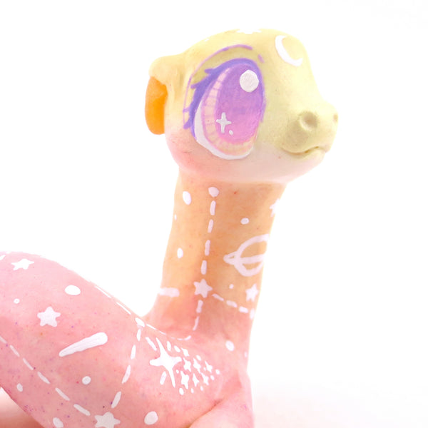 Peachy Ombre Constellation Sea Noodle Dragon Nessie Figurine - Polymer Clay Celestial Sea Animals