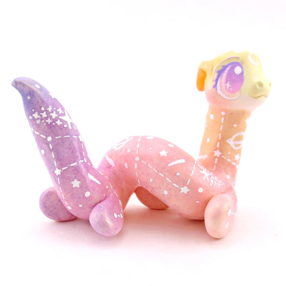 Peachy Ombre Constellation Sea Noodle Dragon Nessie Figurine - Polymer Clay Celestial Sea Animals