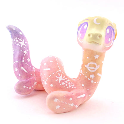 Peachy Ombre Constellation Sea Noodle Dragon Nessie Figurine - Polymer Clay Celestial Sea Animals