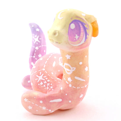 Peachy Ombre Constellation Sea Noodle Dragon Nessie Figurine - Polymer Clay Celestial Sea Animals