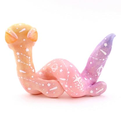 Peachy Ombre Constellation Sea Noodle Dragon Nessie Figurine - Polymer Clay Celestial Sea Animals