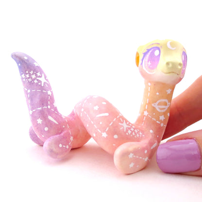 Peachy Ombre Constellation Sea Noodle Dragon Nessie Figurine - Polymer Clay Celestial Sea Animals