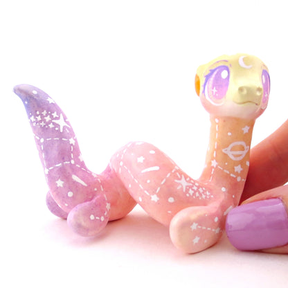 Peachy Ombre Constellation Sea Noodle Dragon Nessie Figurine - Polymer Clay Celestial Sea Animals