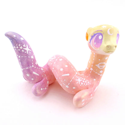 Peachy Ombre Constellation Sea Noodle Dragon Nessie Figurine - Polymer Clay Celestial Sea Animals