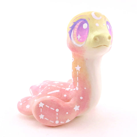 Peachy Ombre Constellation Nessie Figurine - Polymer Clay Celestial Sea Animals