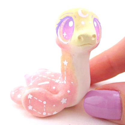 Peachy Ombre Constellation Nessie Figurine - Polymer Clay Celestial Sea Animals