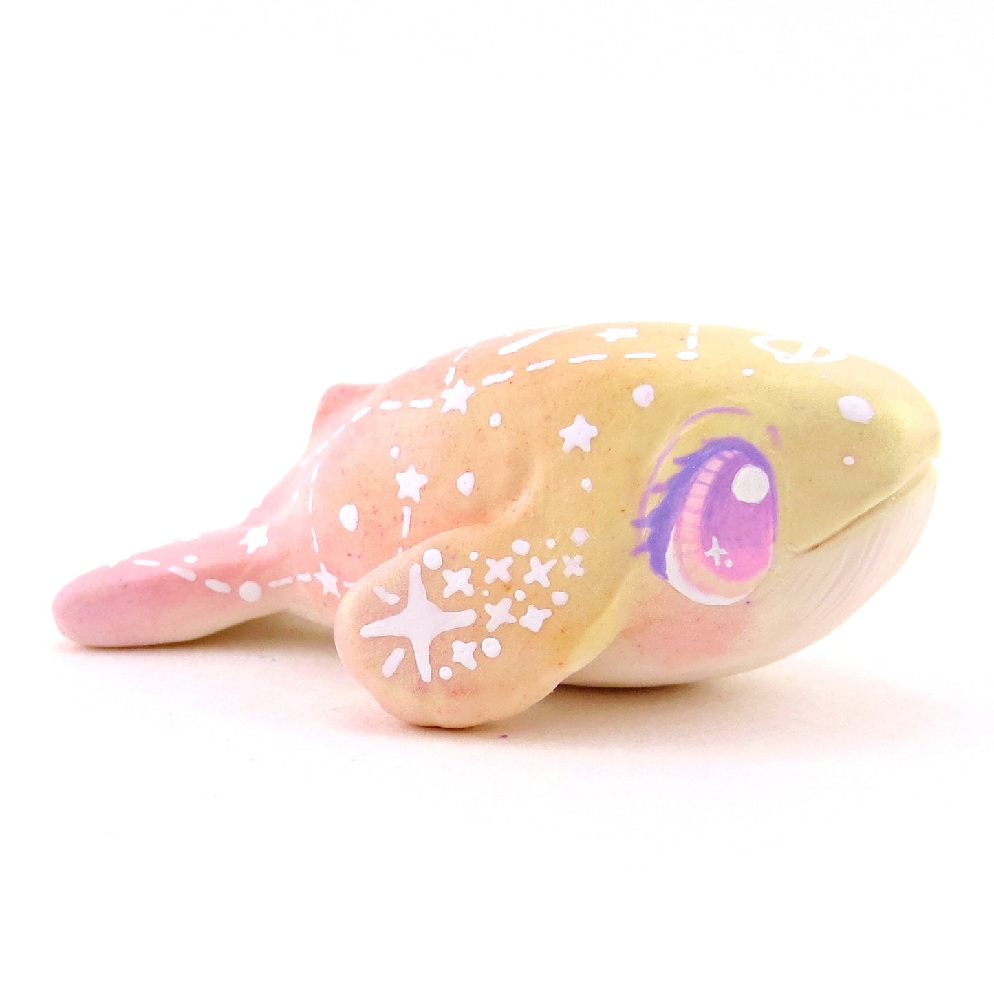 Peachy Ombre Constellation Whale Figurine - Polymer Clay Celestial Sea Animals