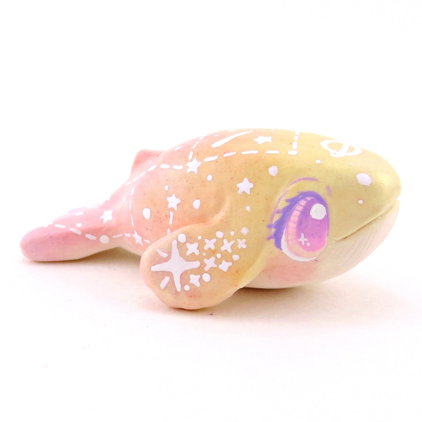 Peachy Ombre Constellation Whale Figurine - Polymer Clay Celestial Sea Animals