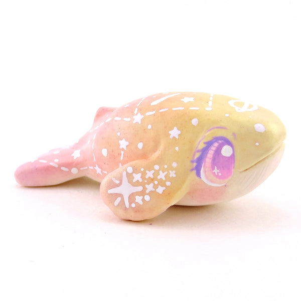 Peachy Ombre Constellation Whale Figurine - Polymer Clay Celestial Sea Animals