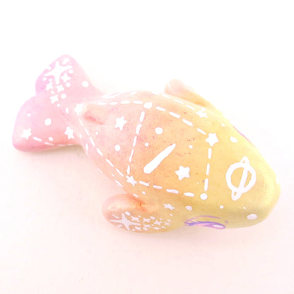 Peachy Ombre Constellation Whale Figurine - Polymer Clay Celestial Sea Animals