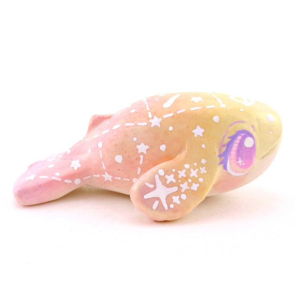 Peachy Ombre Constellation Whale Figurine - Polymer Clay Celestial Sea Animals