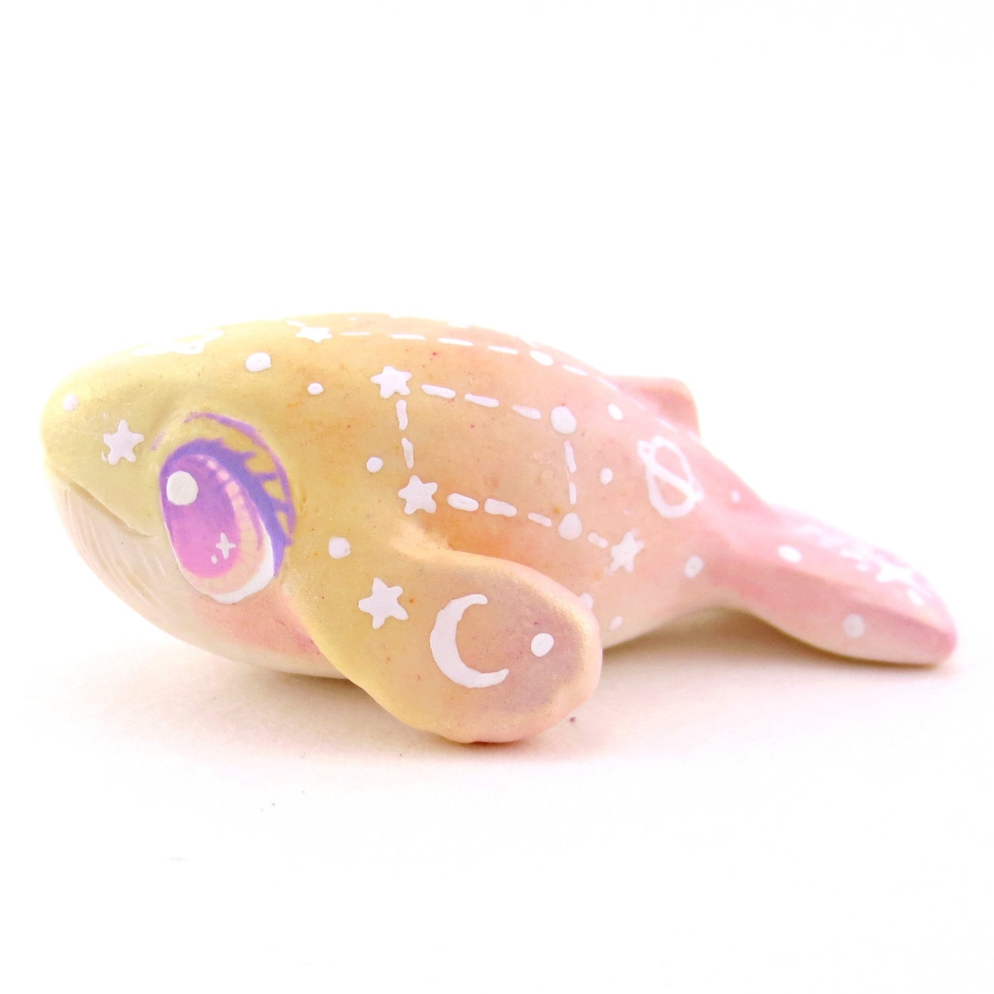 Peachy Ombre Constellation Whale Figurine - Polymer Clay Celestial Sea Animals