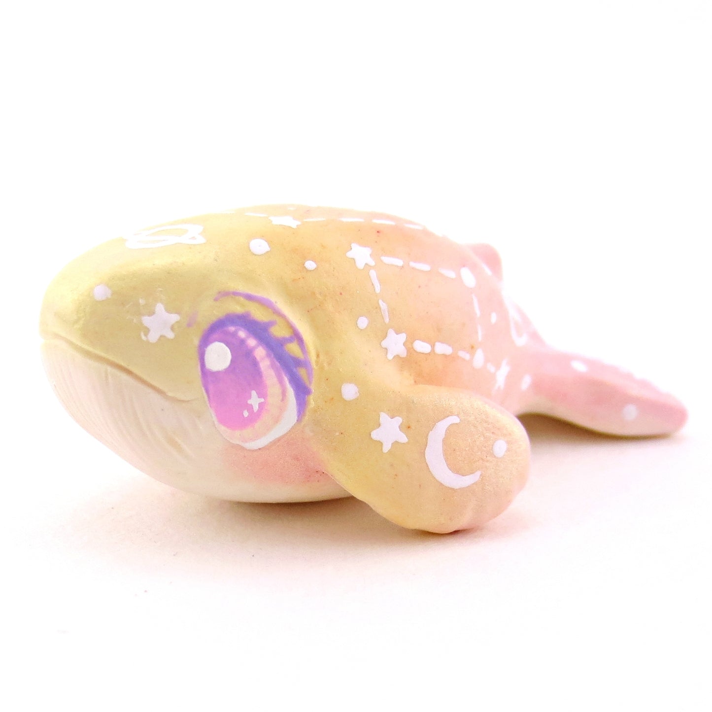 Peachy Ombre Constellation Whale Figurine - Polymer Clay Celestial Sea Animals