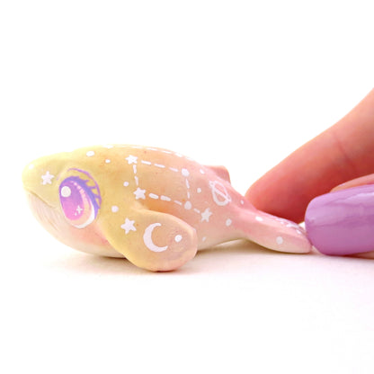 Peachy Ombre Constellation Whale Figurine - Polymer Clay Celestial Sea Animals