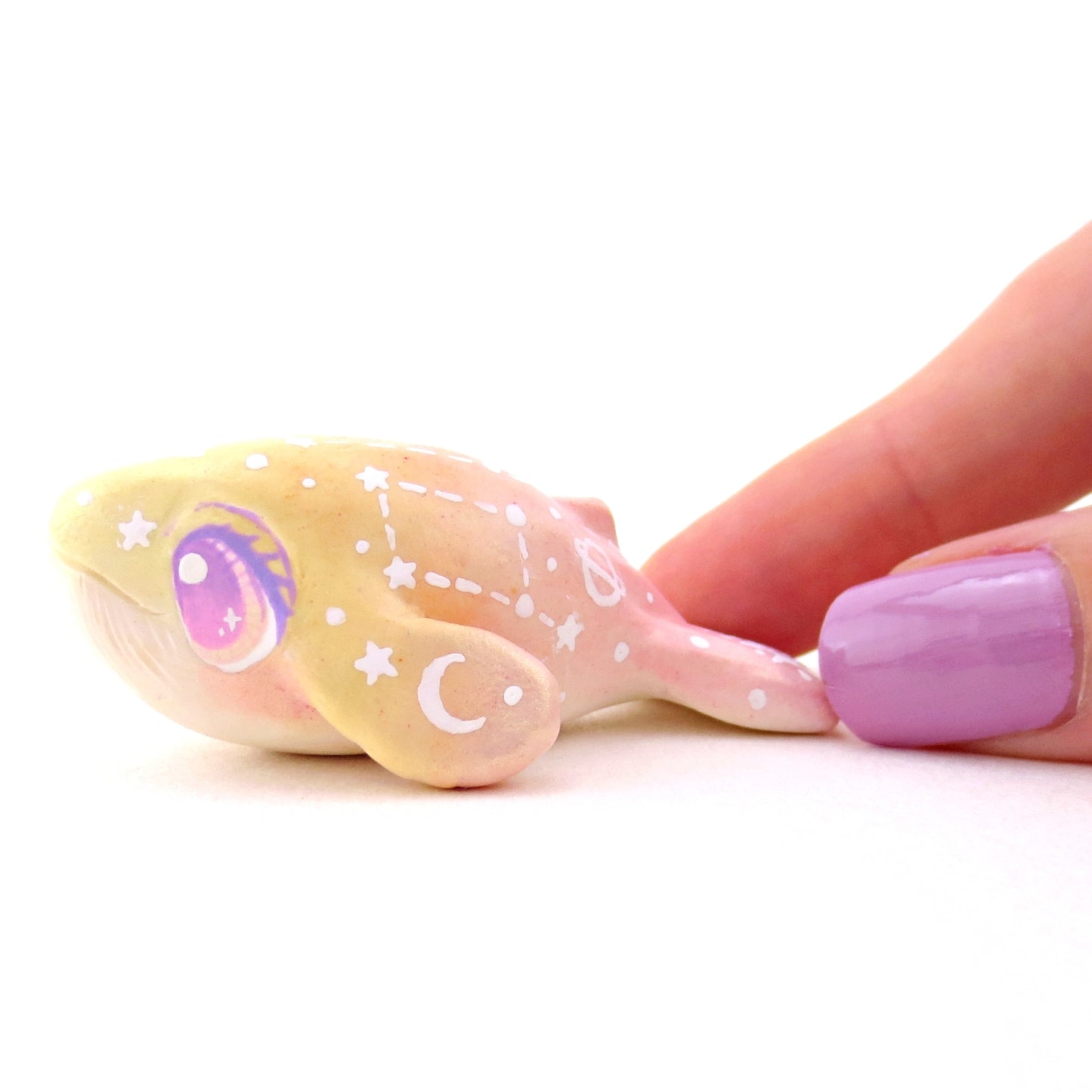 Peachy Ombre Constellation Whale Figurine - Polymer Clay Celestial Sea Animals