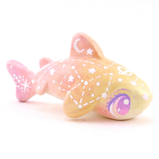 Peachy Ombre Constellation Leopard Shark Figurine - Polymer Clay Celestial Sea Animals