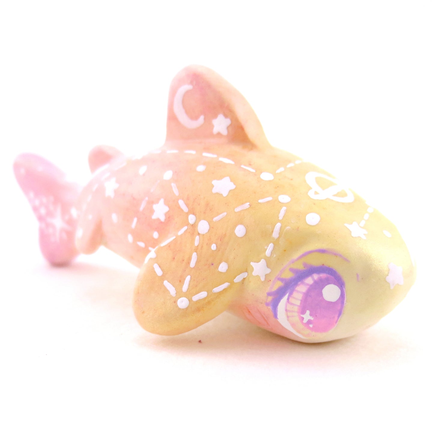 Peachy Ombre Constellation Leopard Shark Figurine - Polymer Clay Celestial Sea Animals