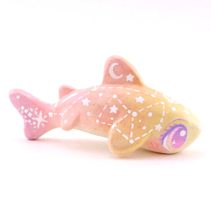 Peachy Ombre Constellation Leopard Shark Figurine - Polymer Clay Celestial Sea Animals