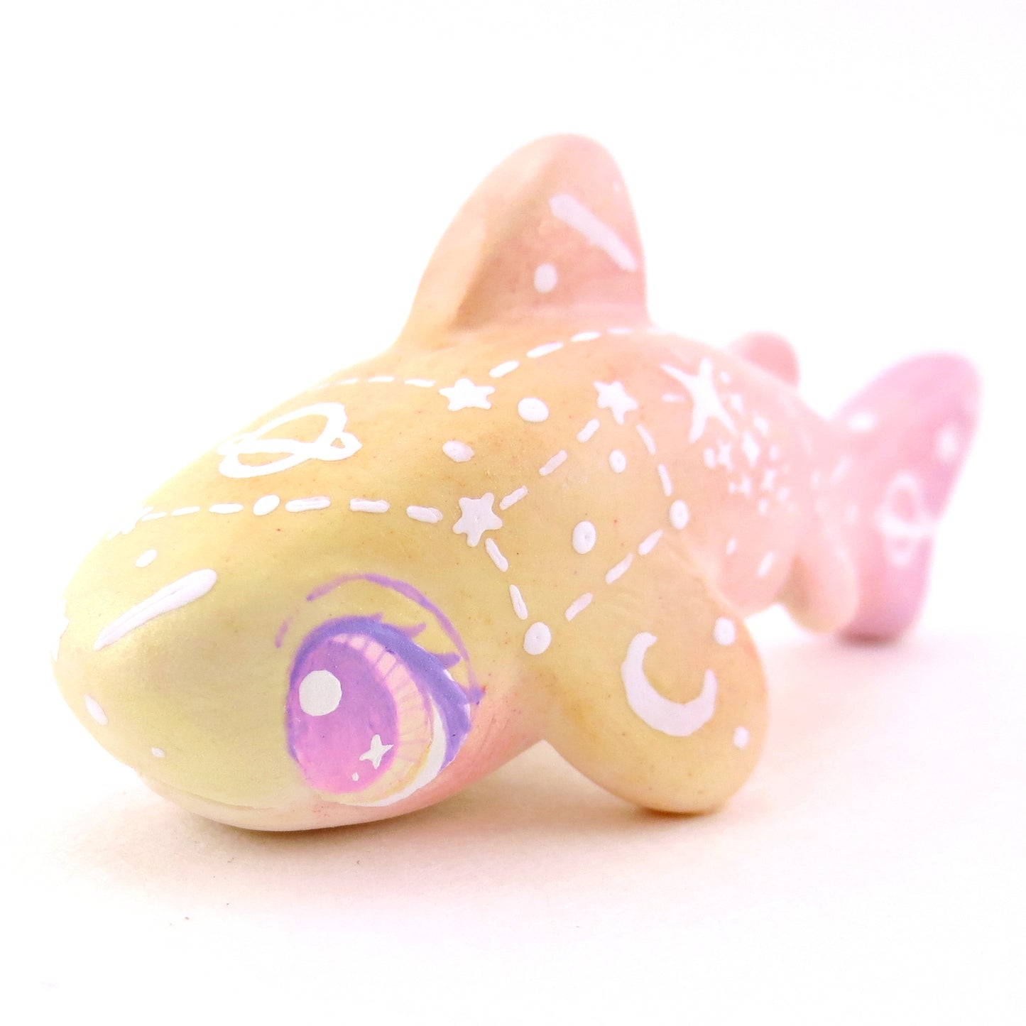 Peachy Ombre Constellation Leopard Shark Figurine - Polymer Clay Celestial Sea Animals