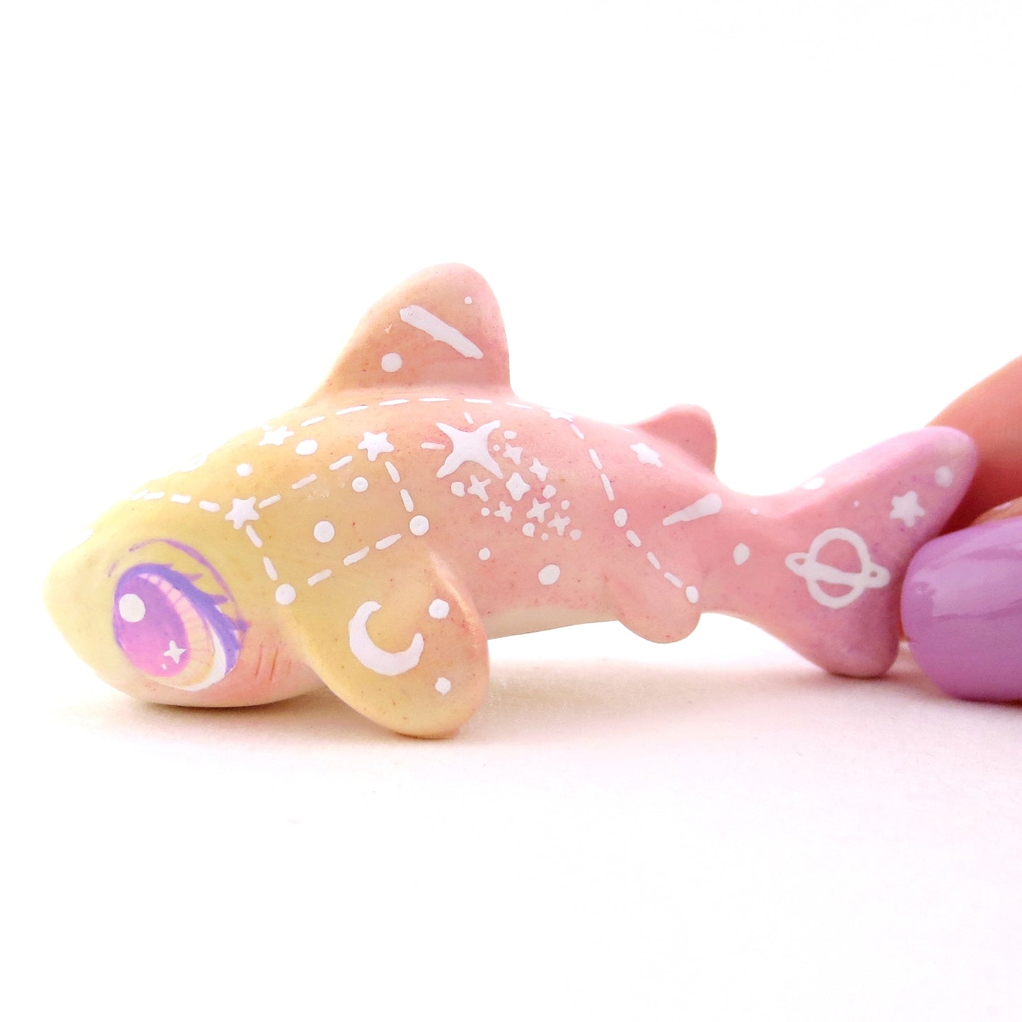 Peachy Ombre Constellation Leopard Shark Figurine - Polymer Clay Celestial Sea Animals