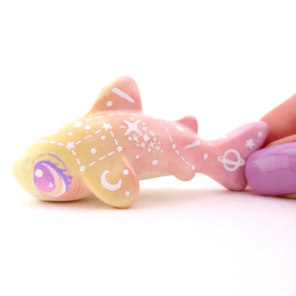 Peachy Ombre Constellation Leopard Shark Figurine - Polymer Clay Celestial Sea Animals