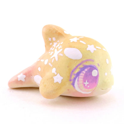 Peachy Ombre Constellation Baby Orca Figurine - Polymer Clay Celestial Sea Animals