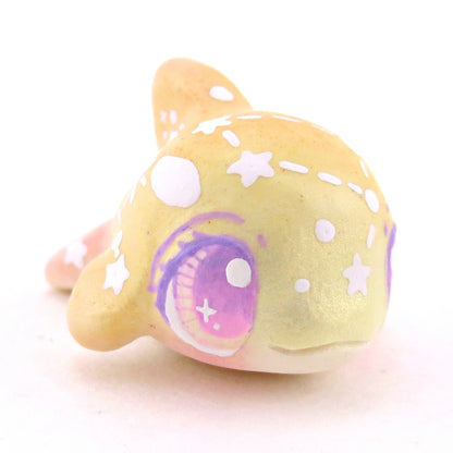 Peachy Ombre Constellation Baby Orca Figurine - Polymer Clay Celestial Sea Animals