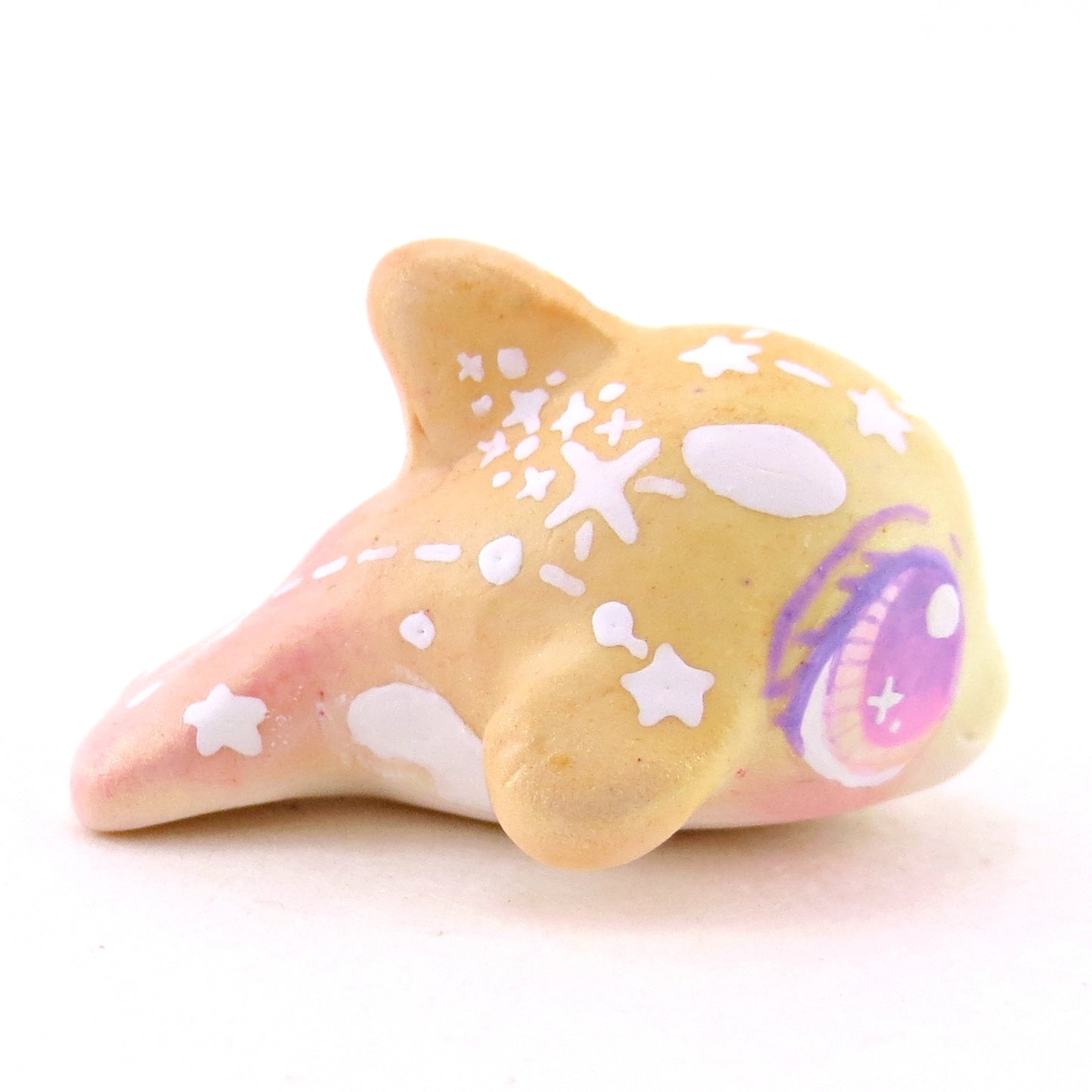 Peachy Ombre Constellation Baby Orca Figurine - Polymer Clay Celestial Sea Animals