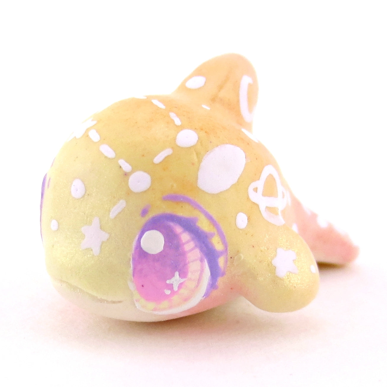 Peachy Ombre Constellation Baby Orca Figurine - Polymer Clay Celestial Sea Animals