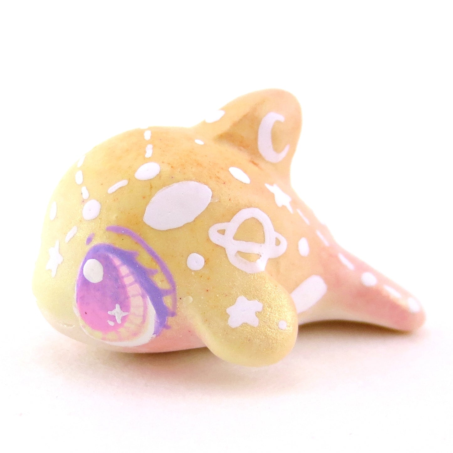 Peachy Ombre Constellation Baby Orca Figurine - Polymer Clay Celestial Sea Animals