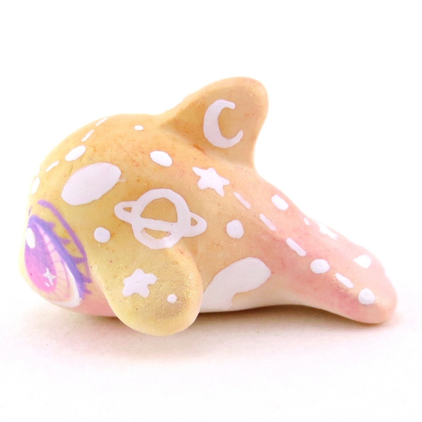 Peachy Ombre Constellation Baby Orca Figurine - Polymer Clay Celestial Sea Animals