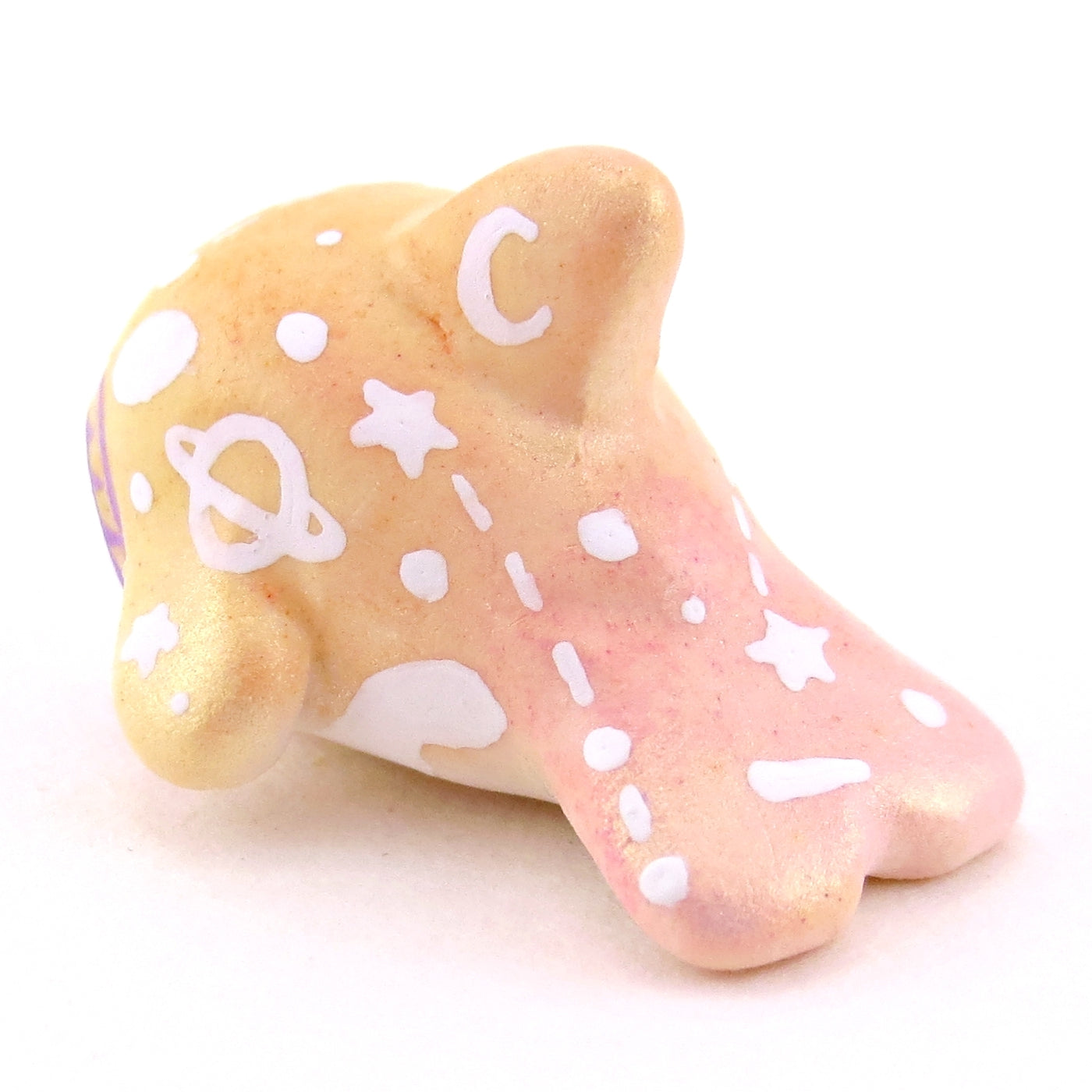 Peachy Ombre Constellation Baby Orca Figurine - Polymer Clay Celestial Sea Animals