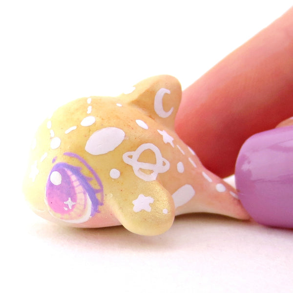 Peachy Ombre Constellation Baby Orca Figurine - Polymer Clay Celestial Sea Animals