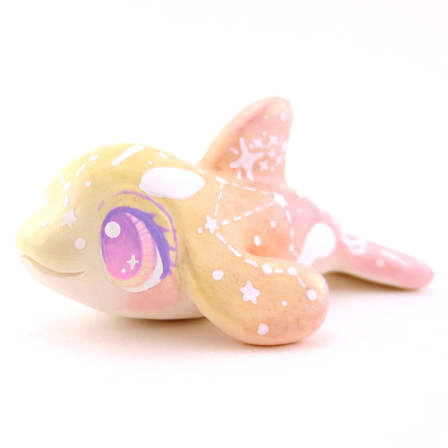 Peachy Ombre Constellation Orca Figurine - Polymer Clay Celestial Sea Animals