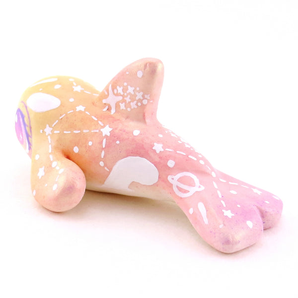 Peachy Ombre Constellation Orca Figurine - Polymer Clay Celestial Sea Animals