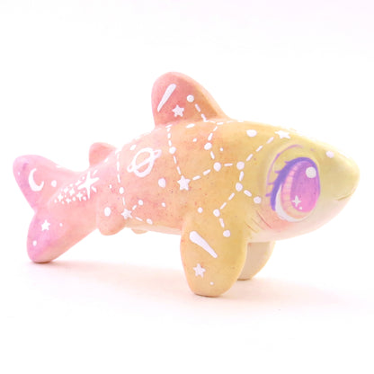 Peachy Ombre Constellation Shark Figurine - Polymer Clay Celestial Sea Animals