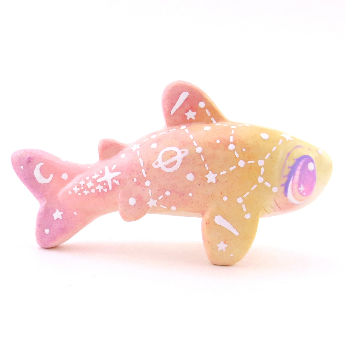 Peachy Ombre Constellation Shark Figurine - Polymer Clay Celestial Sea Animals