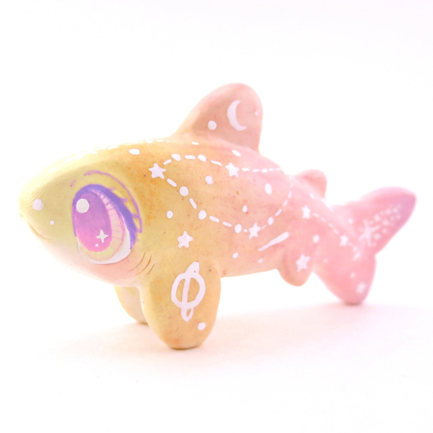 Peachy Ombre Constellation Shark Figurine - Polymer Clay Celestial Sea Animals