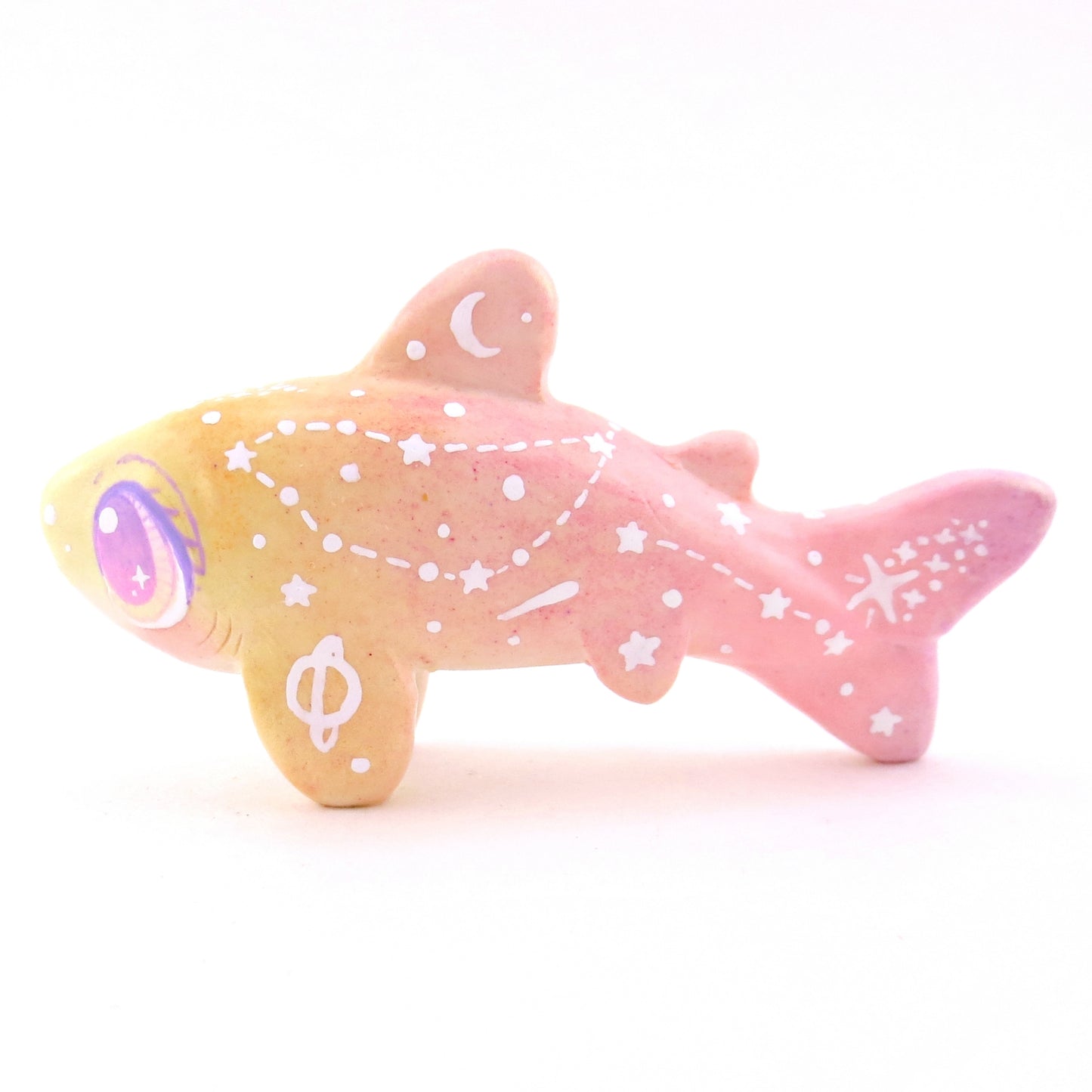 Peachy Ombre Constellation Shark Figurine - Polymer Clay Celestial Sea Animals