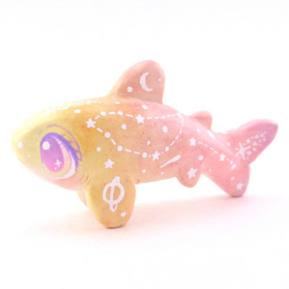 Peachy Ombre Constellation Shark Figurine - Polymer Clay Celestial Sea Animals