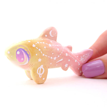 Peachy Ombre Constellation Shark Figurine - Polymer Clay Celestial Sea Animals