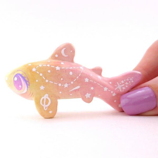 Peachy Ombre Constellation Shark Figurine - Polymer Clay Celestial Sea Animals