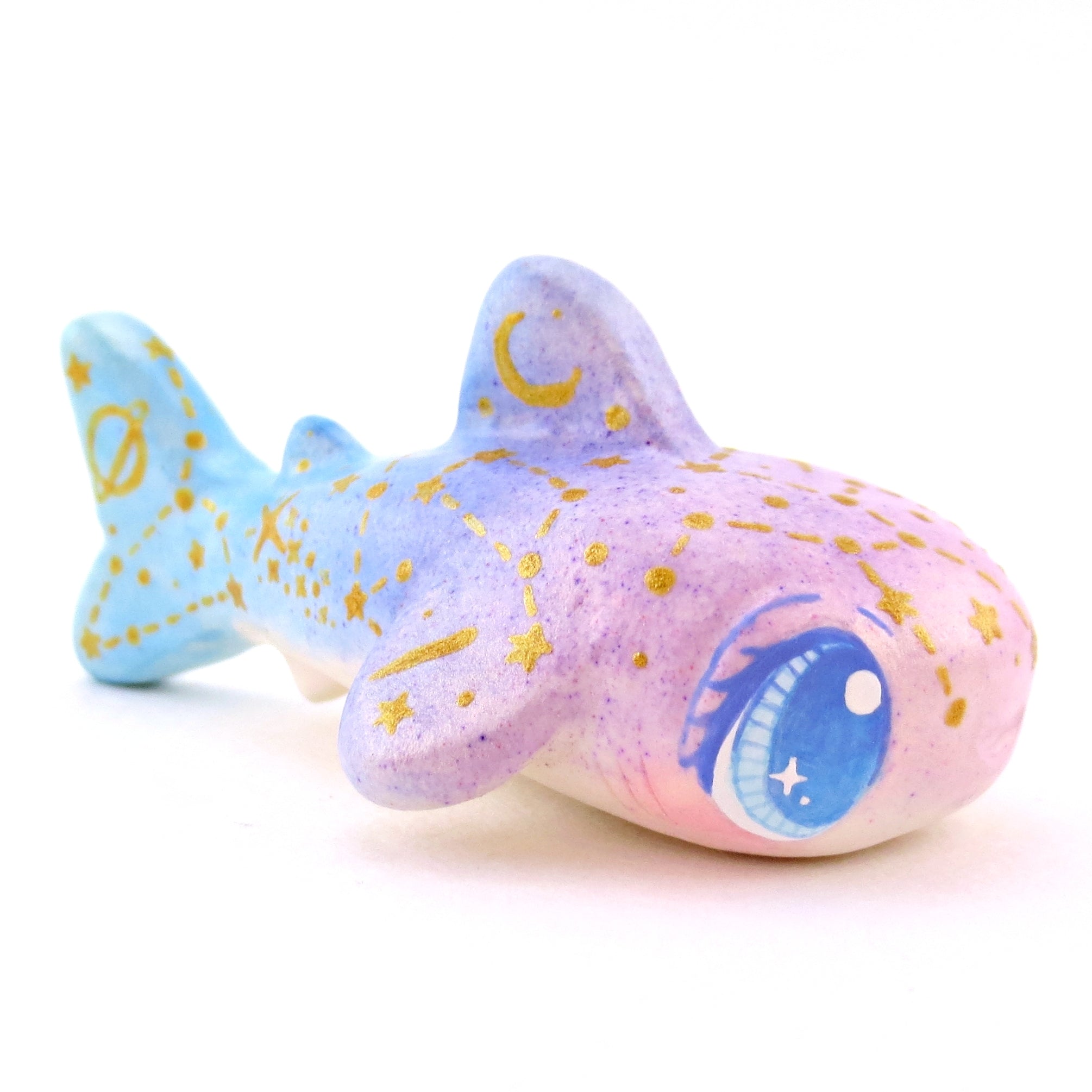 Purple/Blue Ombre Constellation Whale Shark Figurine - Polymer Clay Celestial Sea Animals