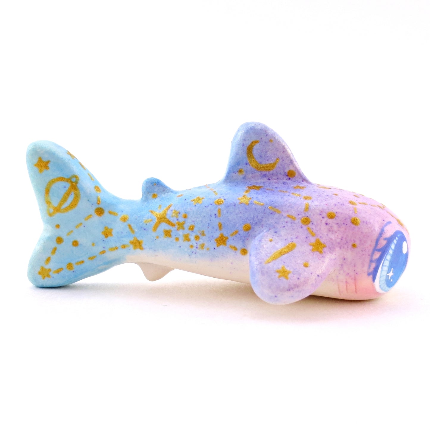 Purple/Blue Ombre Constellation Whale Shark Figurine - Polymer Clay Celestial Sea Animals