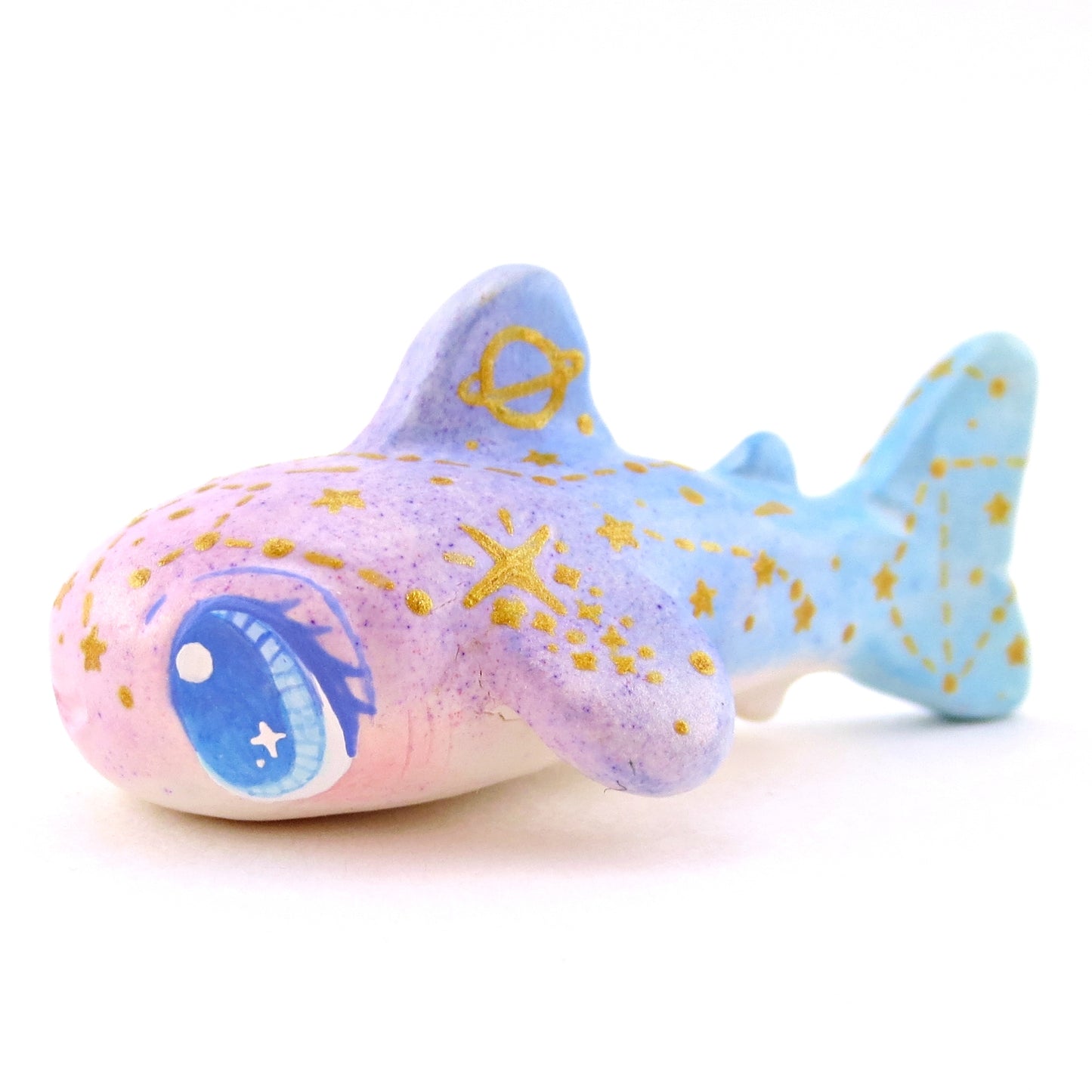 Purple/Blue Ombre Constellation Whale Shark Figurine - Polymer Clay Celestial Sea Animals