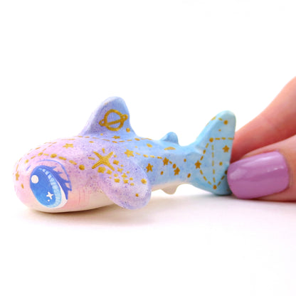 Purple/Blue Ombre Constellation Whale Shark Figurine - Polymer Clay Celestial Sea Animals