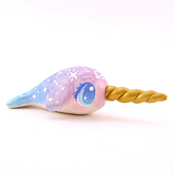 Purple/Blue Ombre Constellation Narwhal Figurine - Polymer Clay Celestial Sea Animals