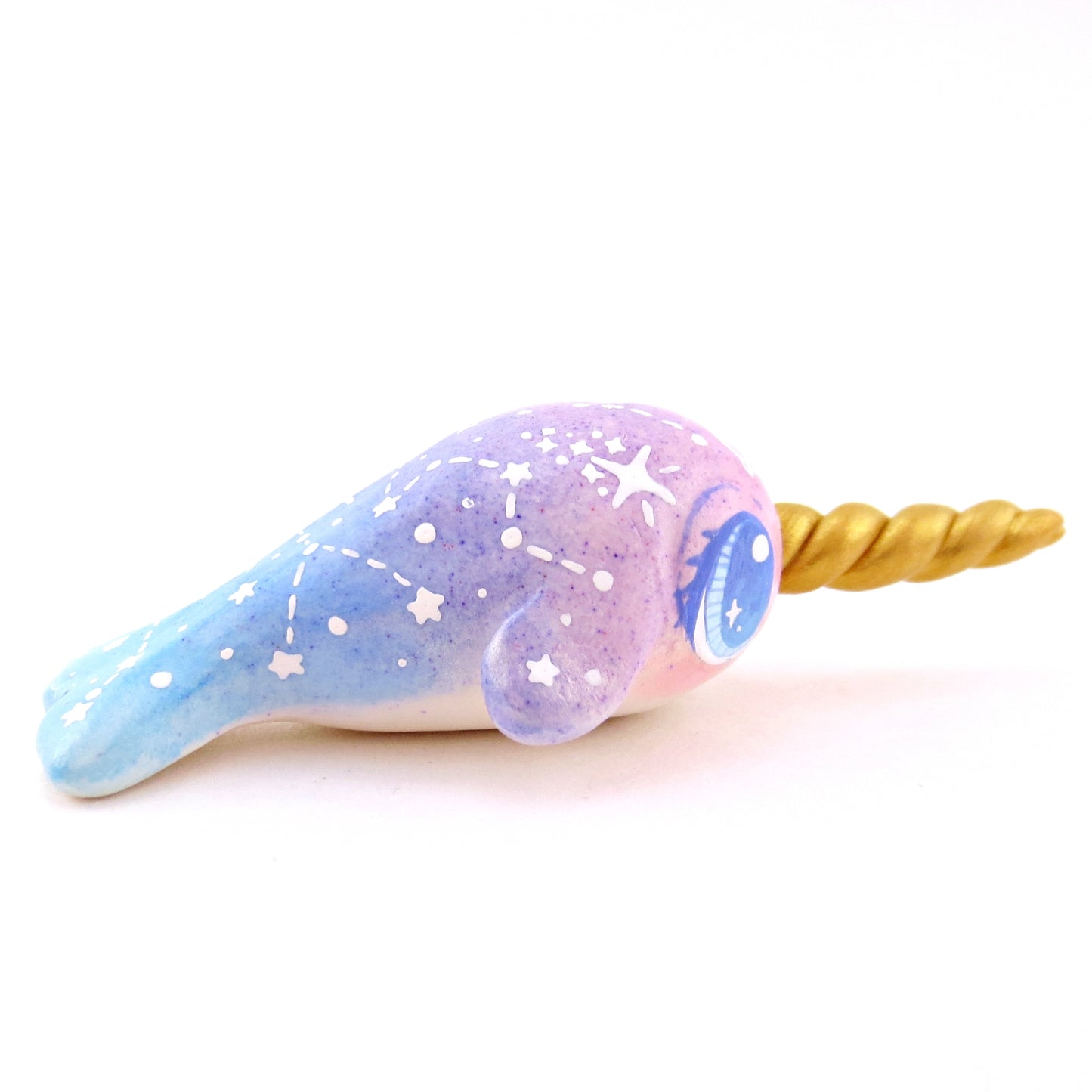 Purple/Blue Ombre Constellation Narwhal Figurine - Polymer Clay Celestial Sea Animals