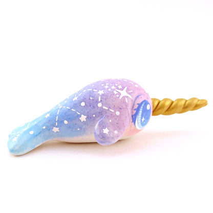 Purple/Blue Ombre Constellation Narwhal Figurine - Polymer Clay Celestial Sea Animals