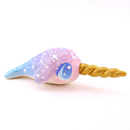 Purple/Blue Ombre Constellation Narwhal Figurine - Polymer Clay Celestial Sea Animals